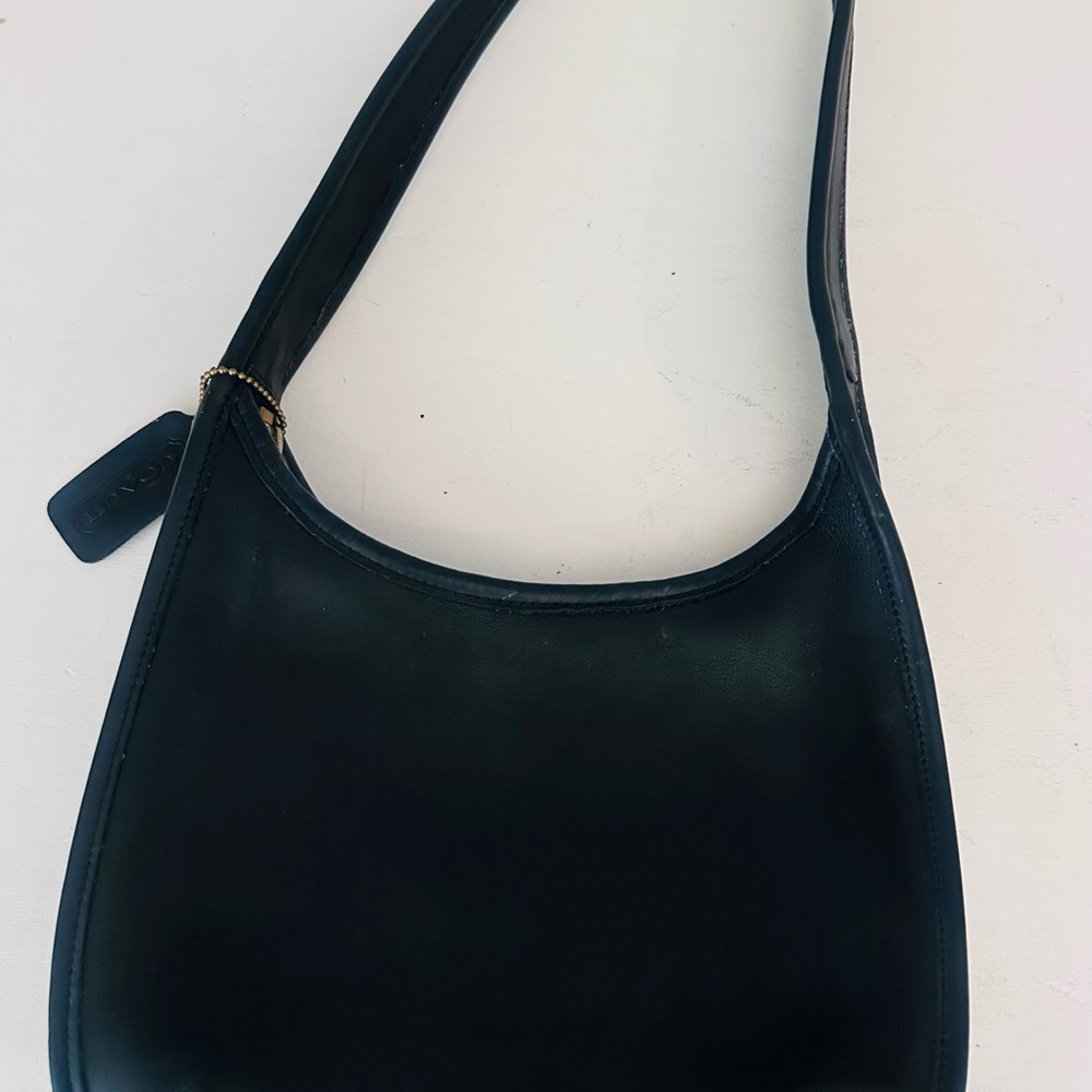Vintage Coach Ergo Black Leather Shoulder Bag 9020 • 90s Rare- Mini-Made in USA - Picture 2 of 11